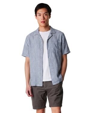 Rails Waimea Ocean Mist Stripe Linen Shirt Men’s L Coastal Resort European Vacay